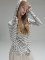 Layered Hooded Top  | Grey