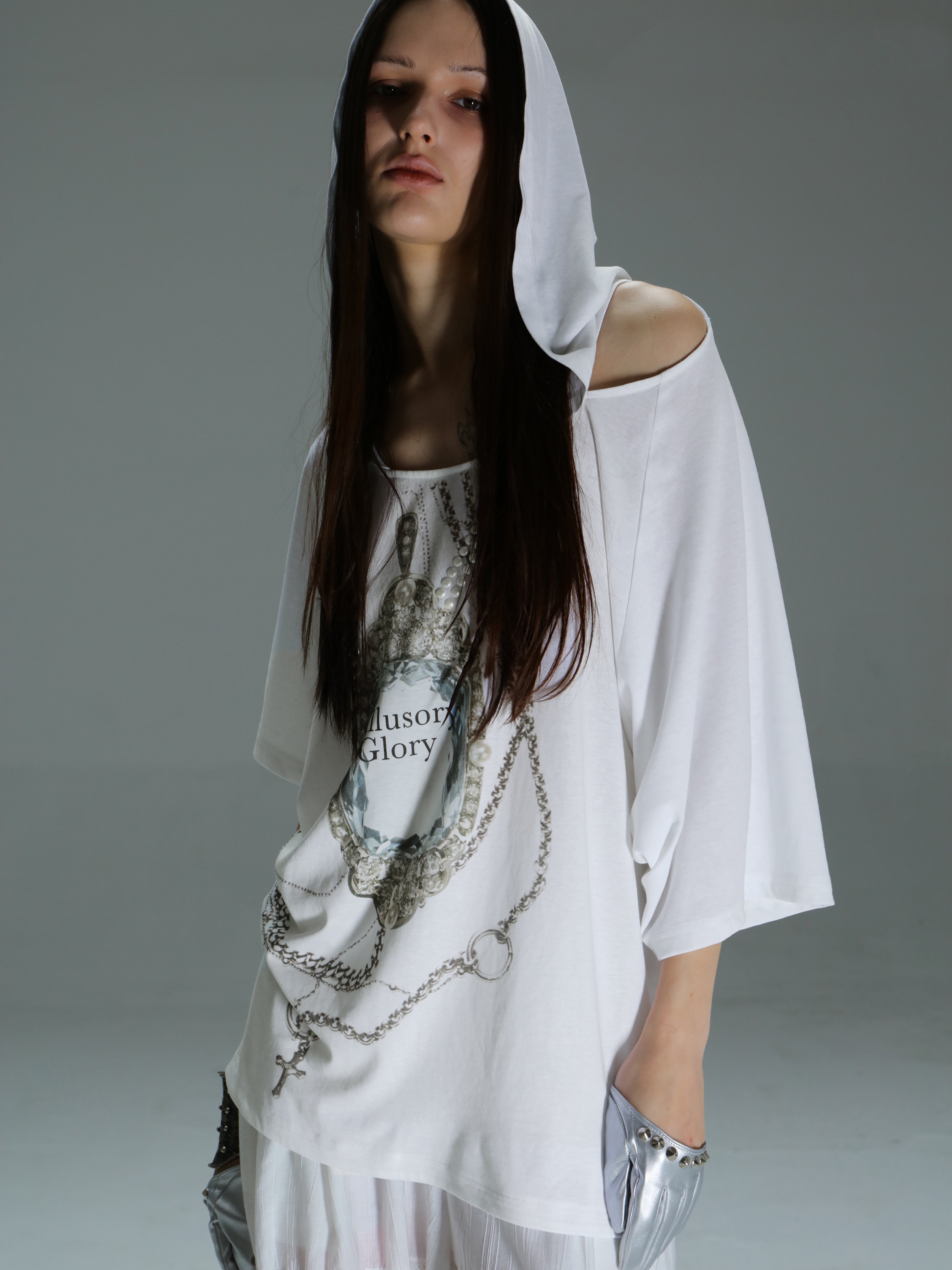 Batwing Hooded Top | White