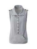 Piqué Sleeveless Top | Grey