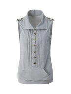 Piqué Sleeveless Top | Grey