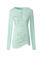 Graphic Henley Top  | Mint