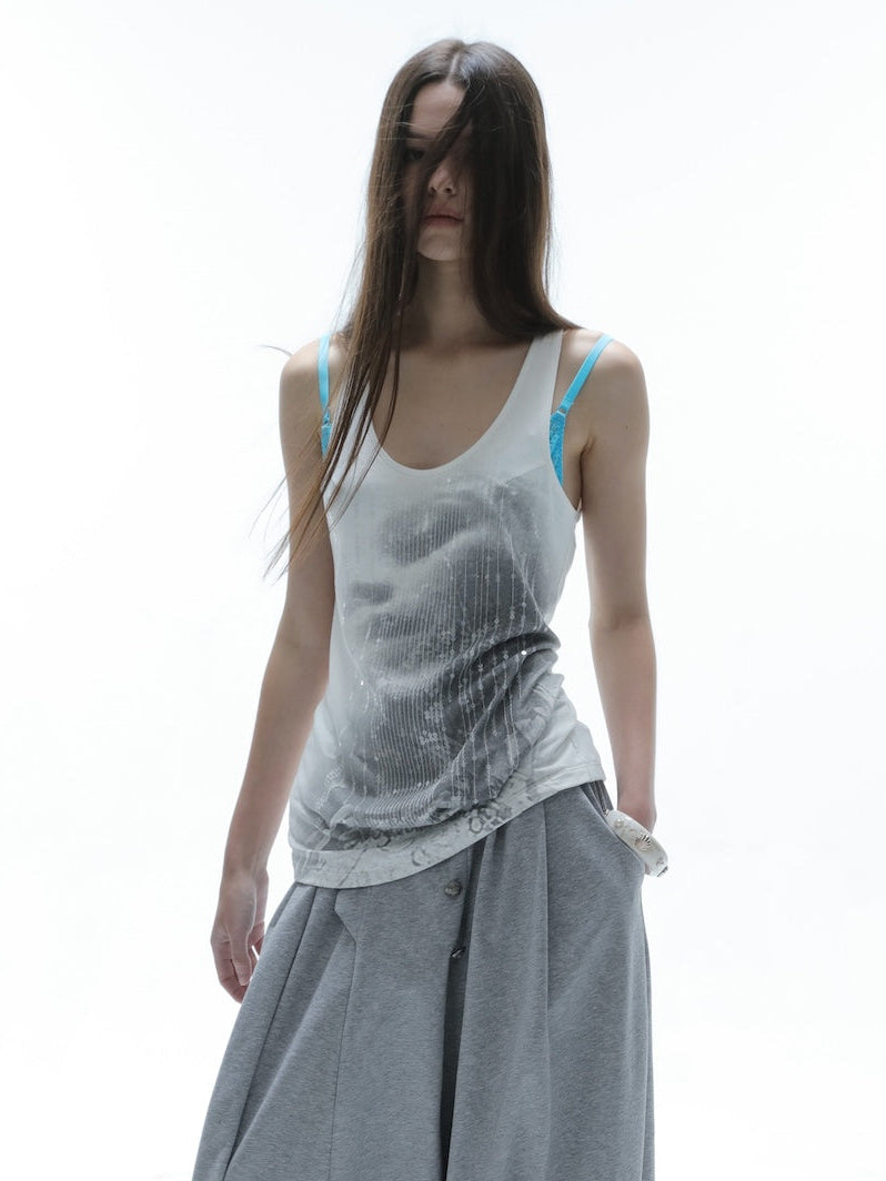 Sequins Tank Top | White