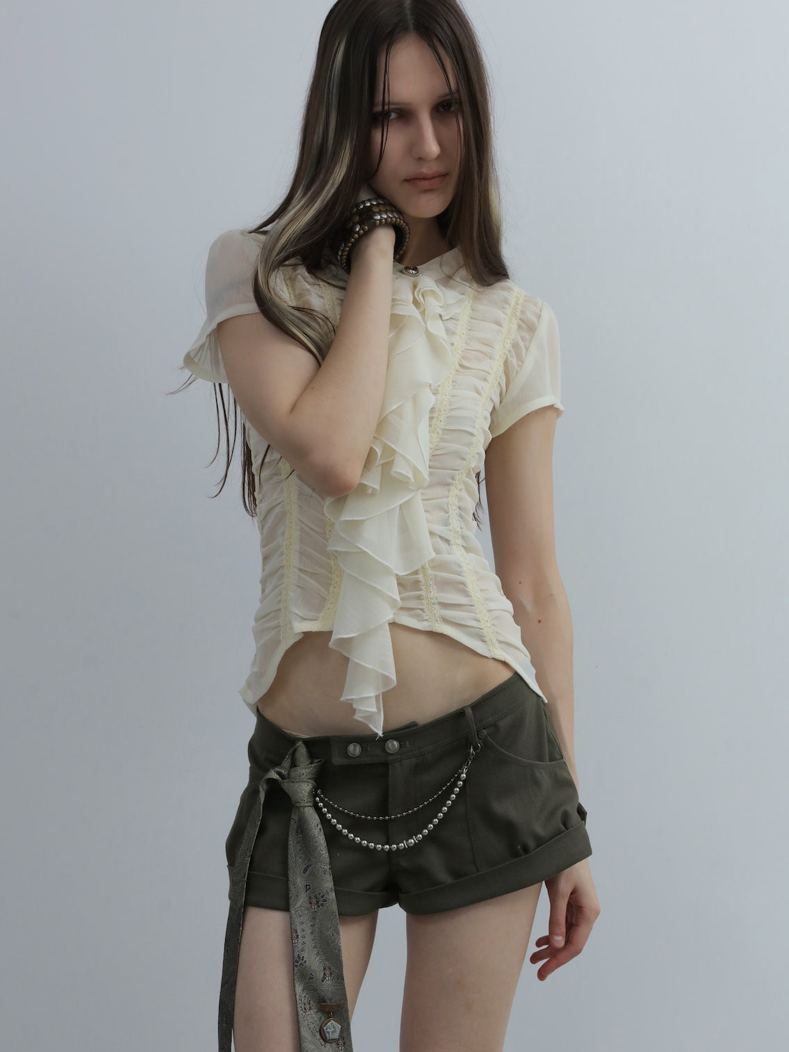 Ruffled Lace Blouse | Cream