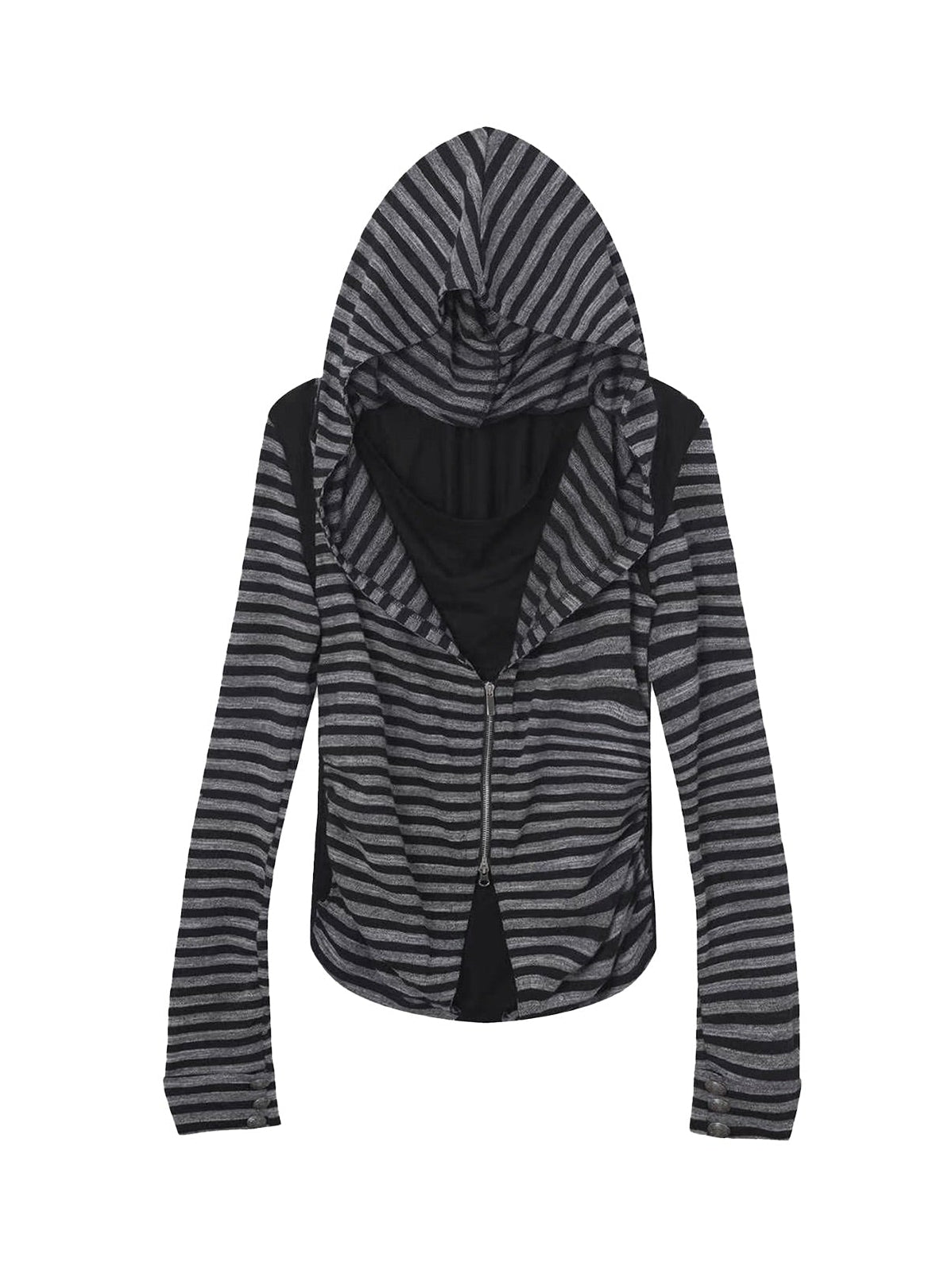 Layered Hooded Top  | Black