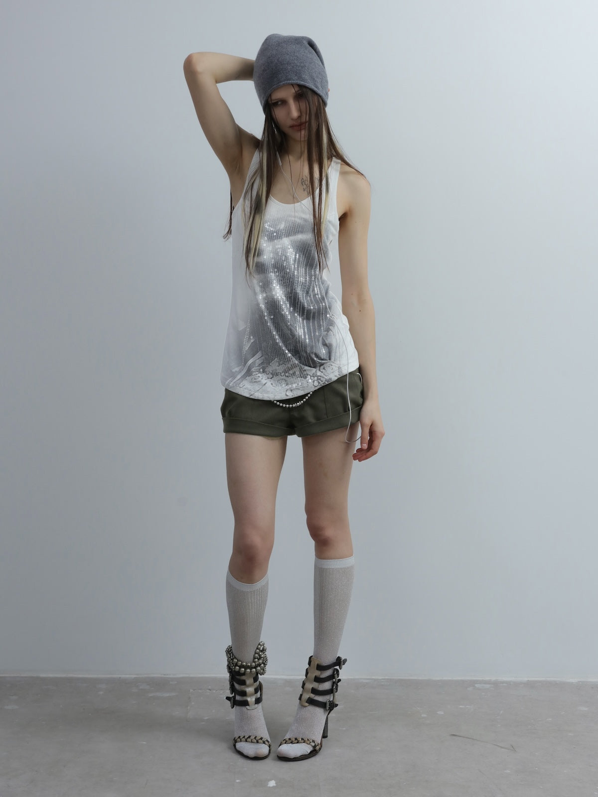 Sequins Tank Top | White