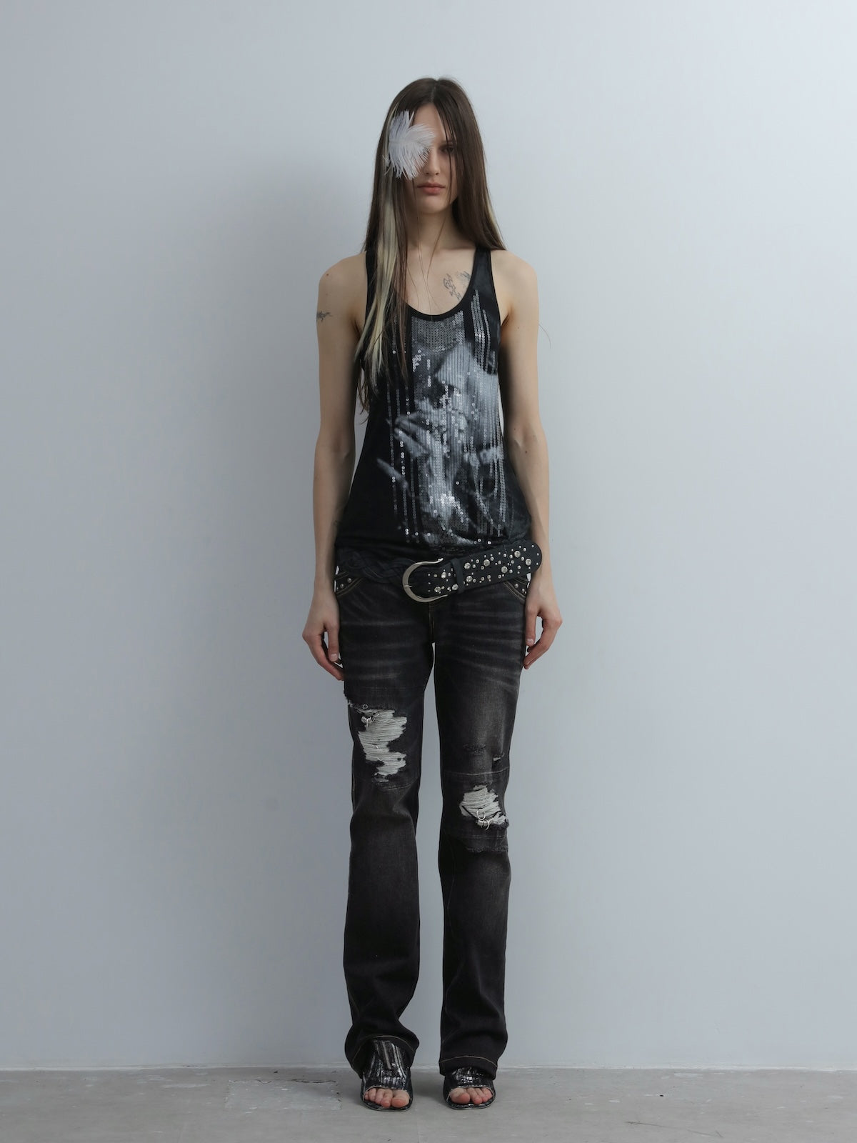 Sequins Tank Top | Black