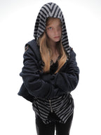 Layered Hooded Top  | Black