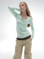 Graphic Henley Top  | Mint