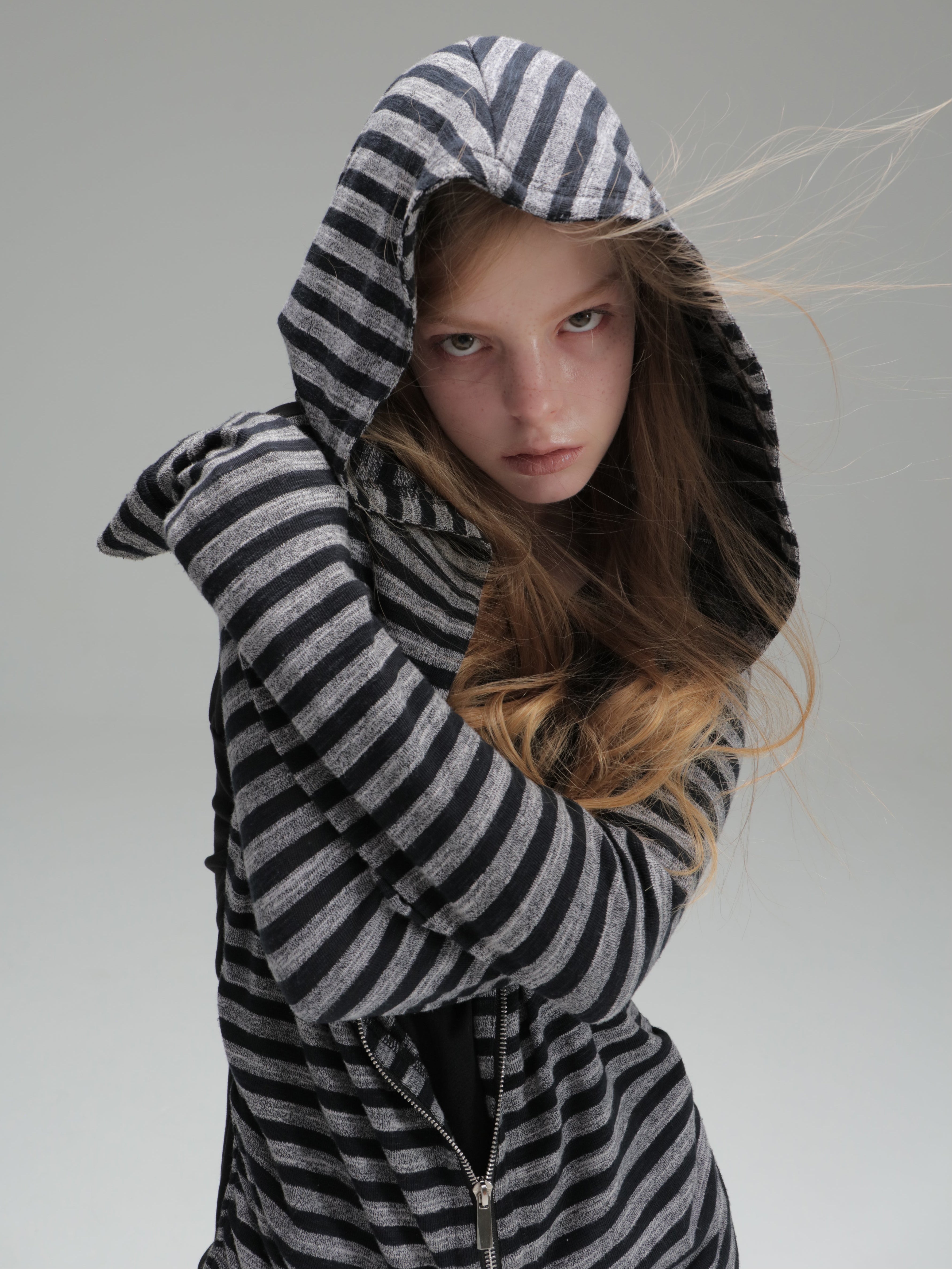 Layered Hooded Top  | Black