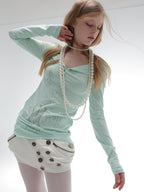 Graphic Henley Top  | Mint