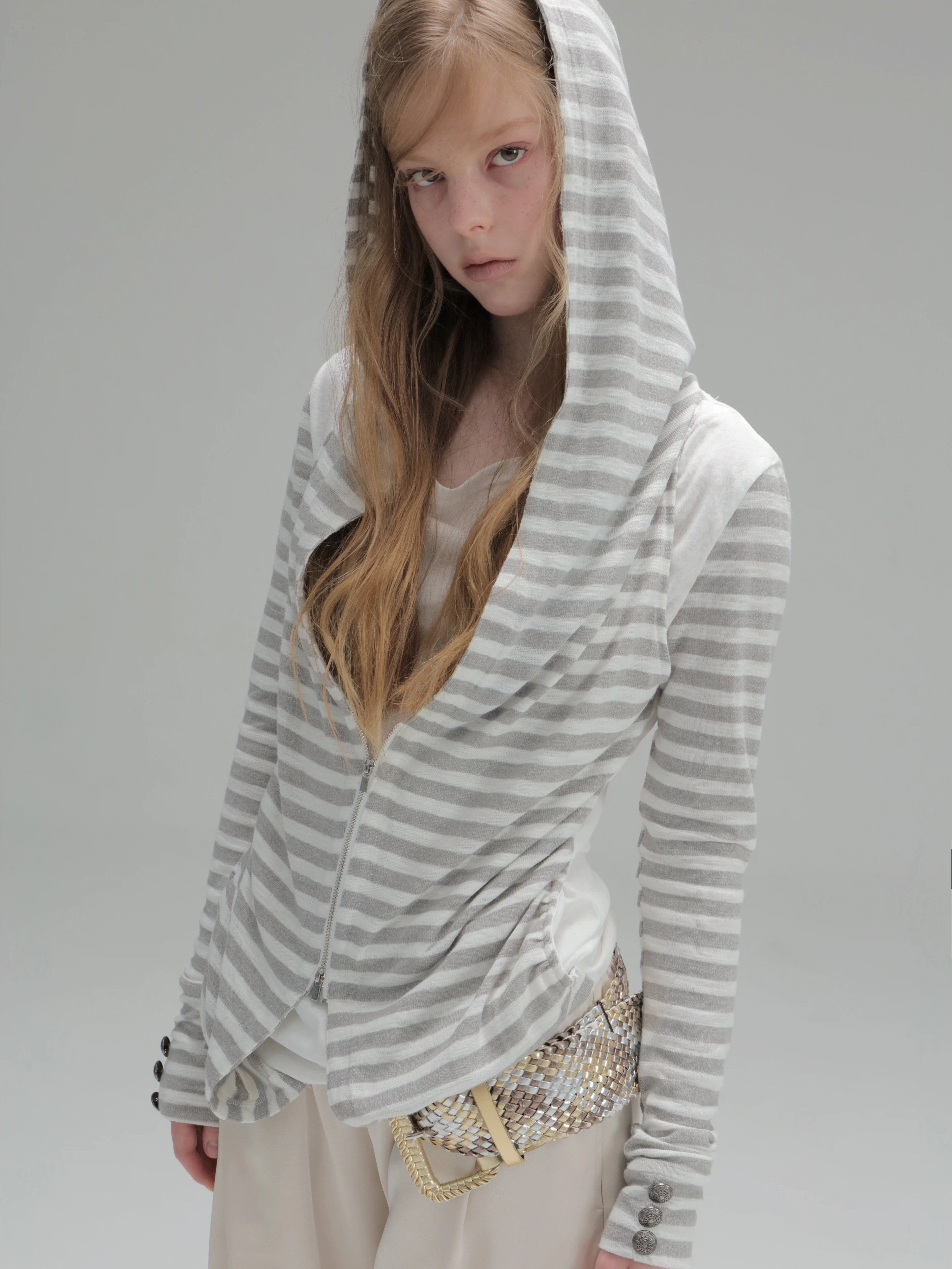 Layered Hooded Top  | Grey