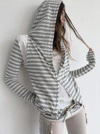 Layered Hooded Top  | Grey