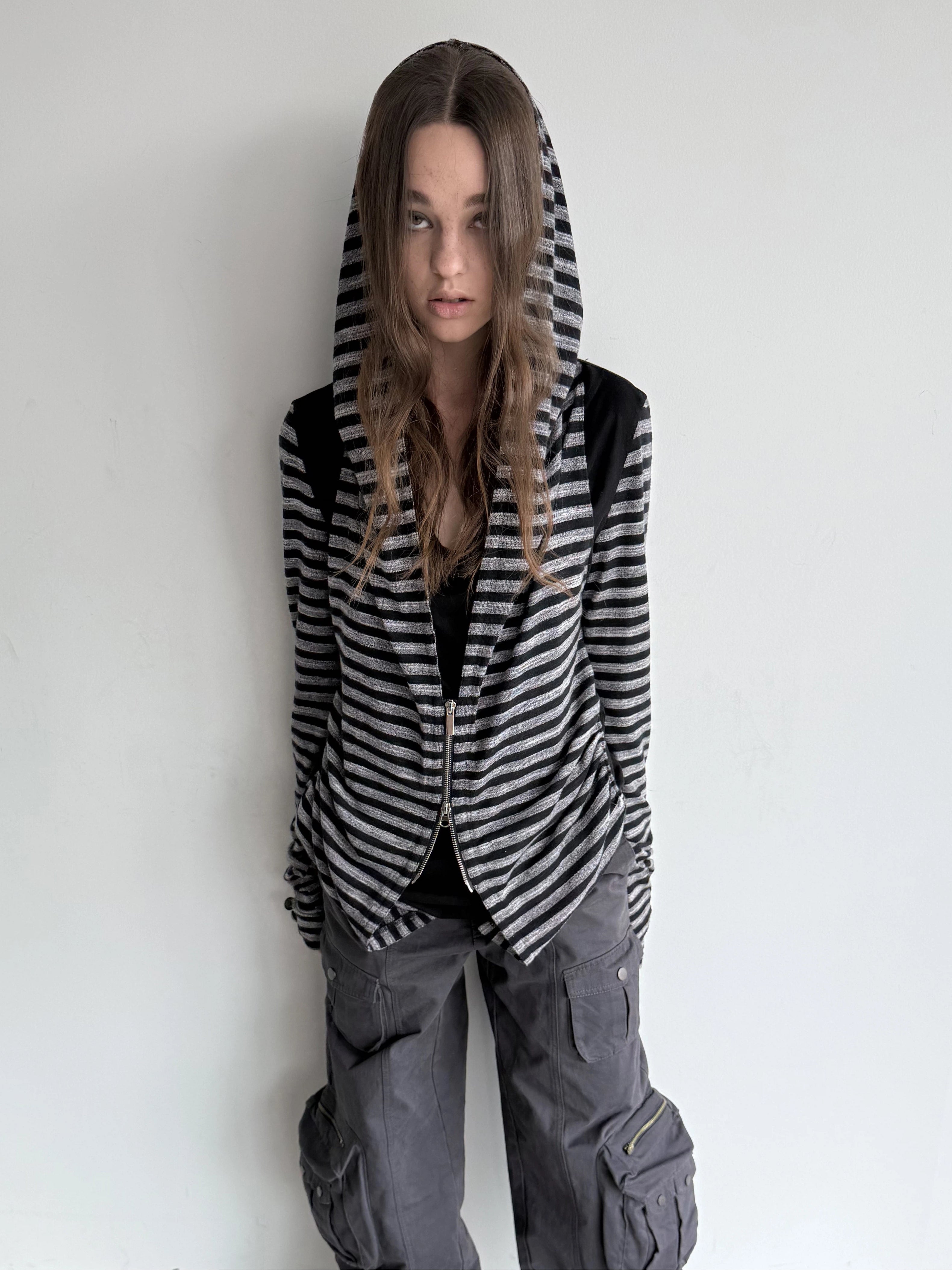 Layered Hooded Top  | Black