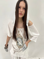 Batwing Hooded Top | White