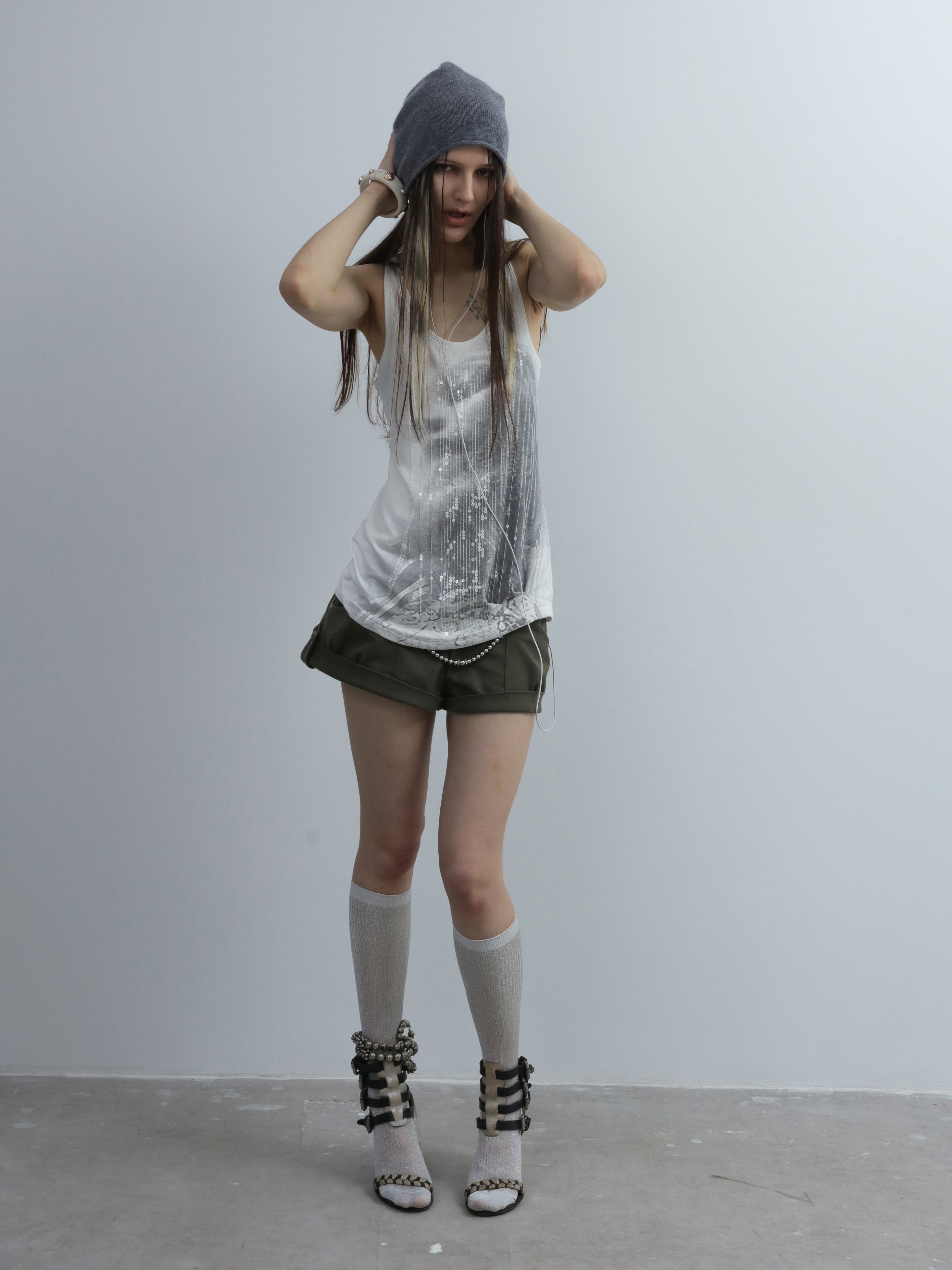 Sequins Tank Top | White