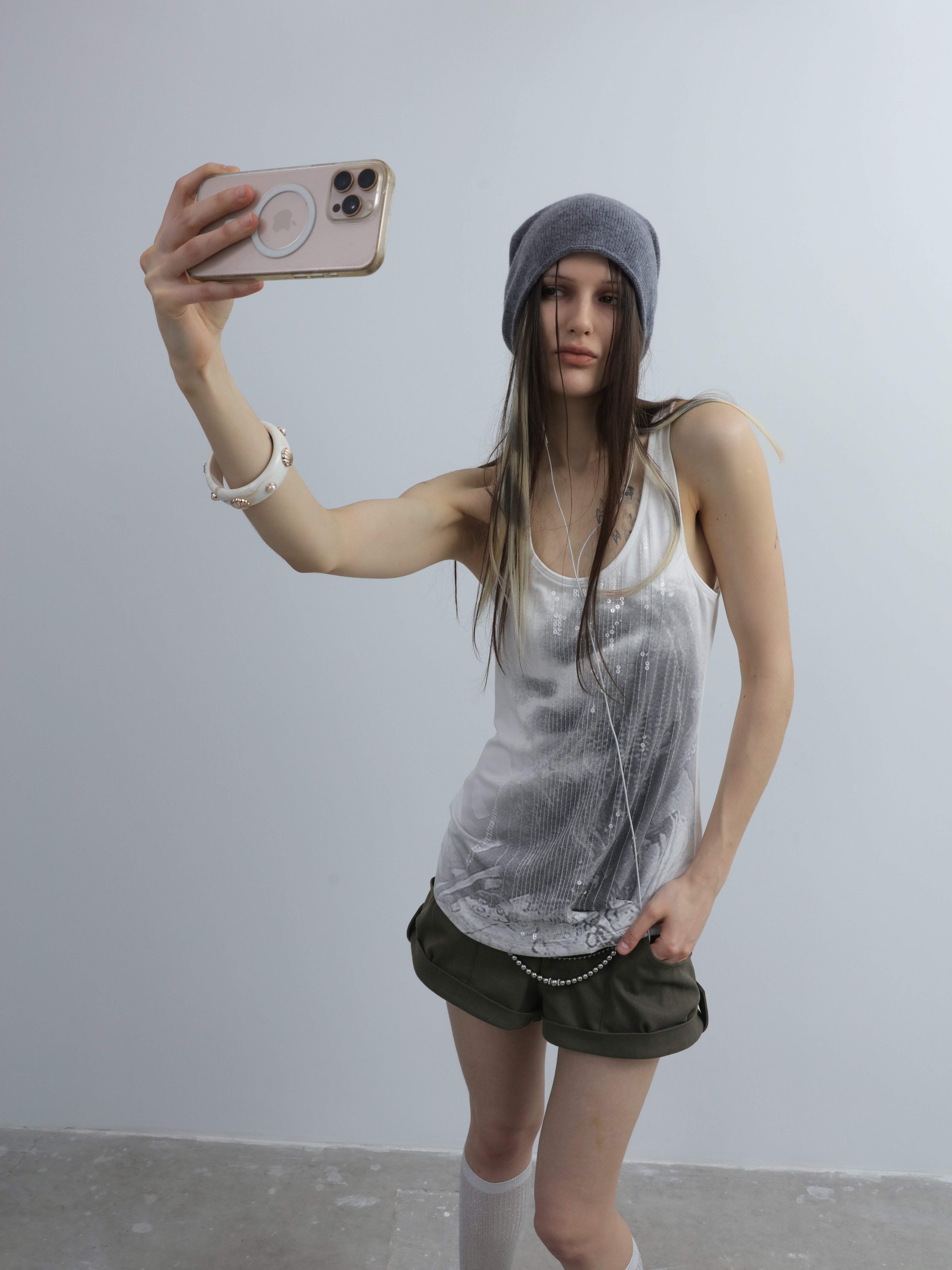 Sequins Tank Top | White