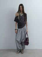 Fringed Slouchy Top | Grey