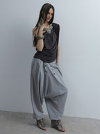 Fringed Slouchy Top | Grey