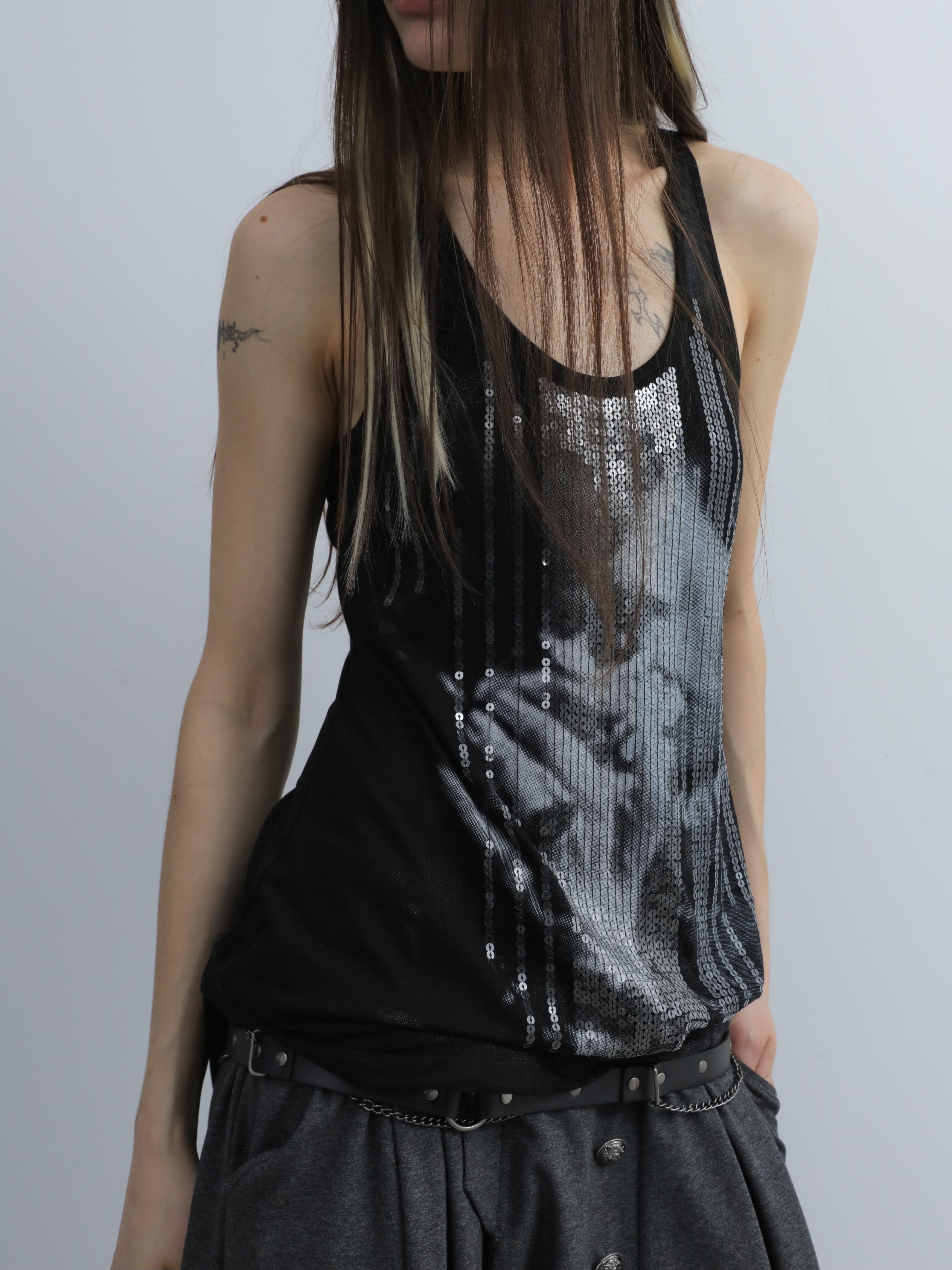 Sequins Tank Top | Black
