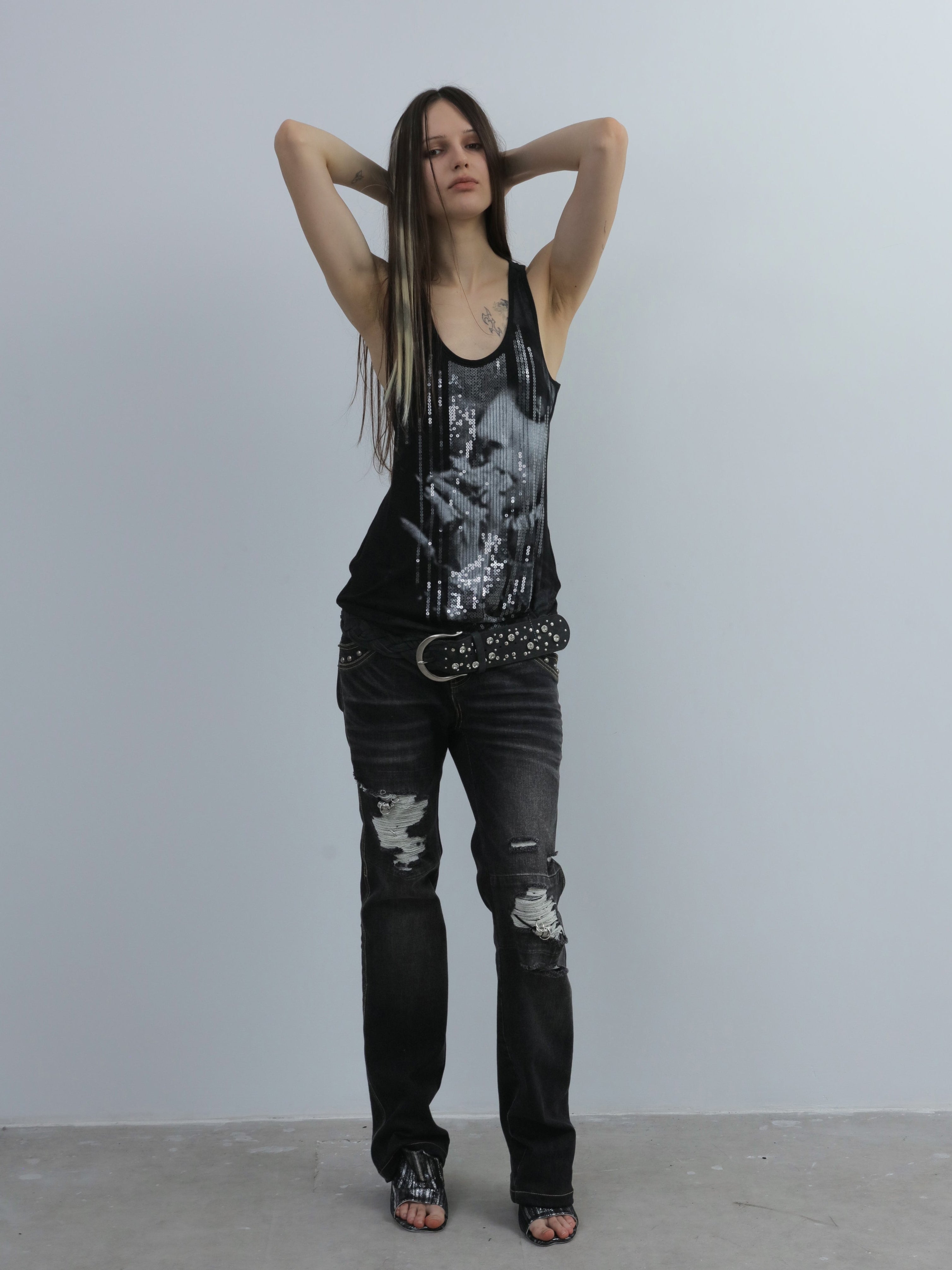 Sequins Tank Top | Black