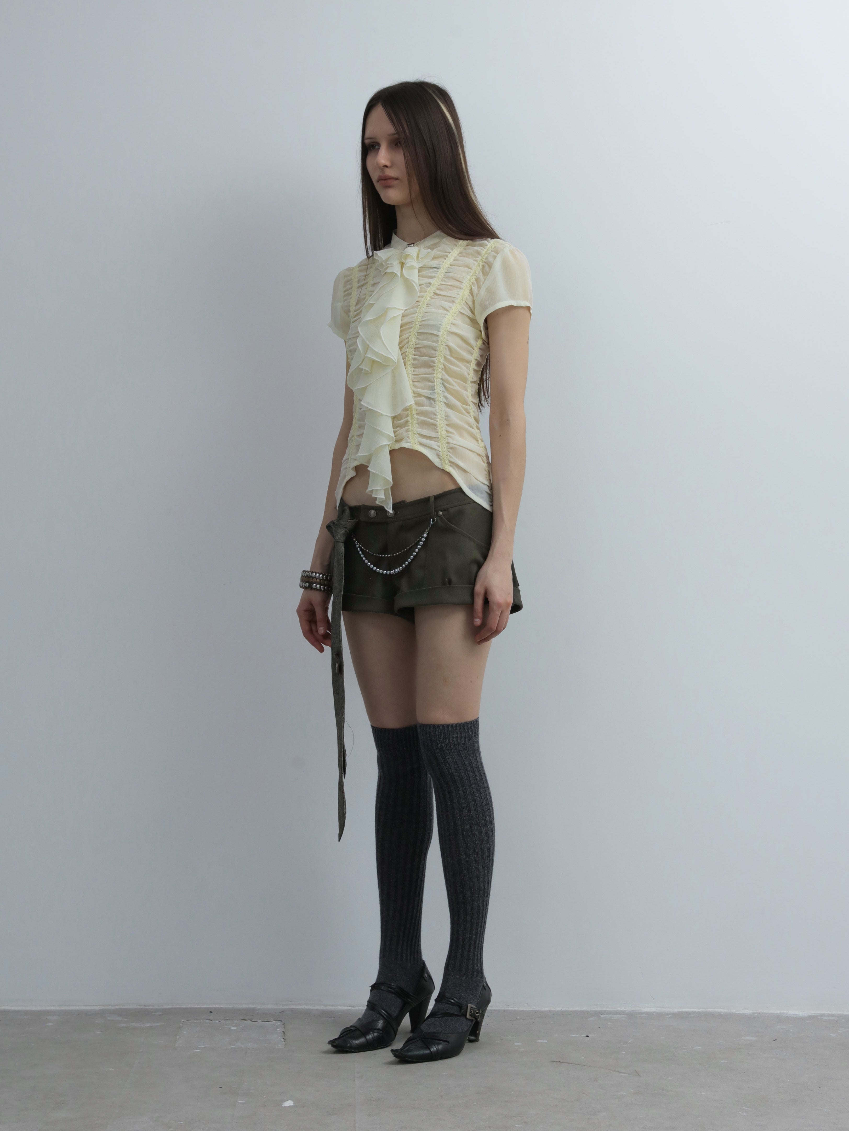 Ruffled Lace Blouse | Cream