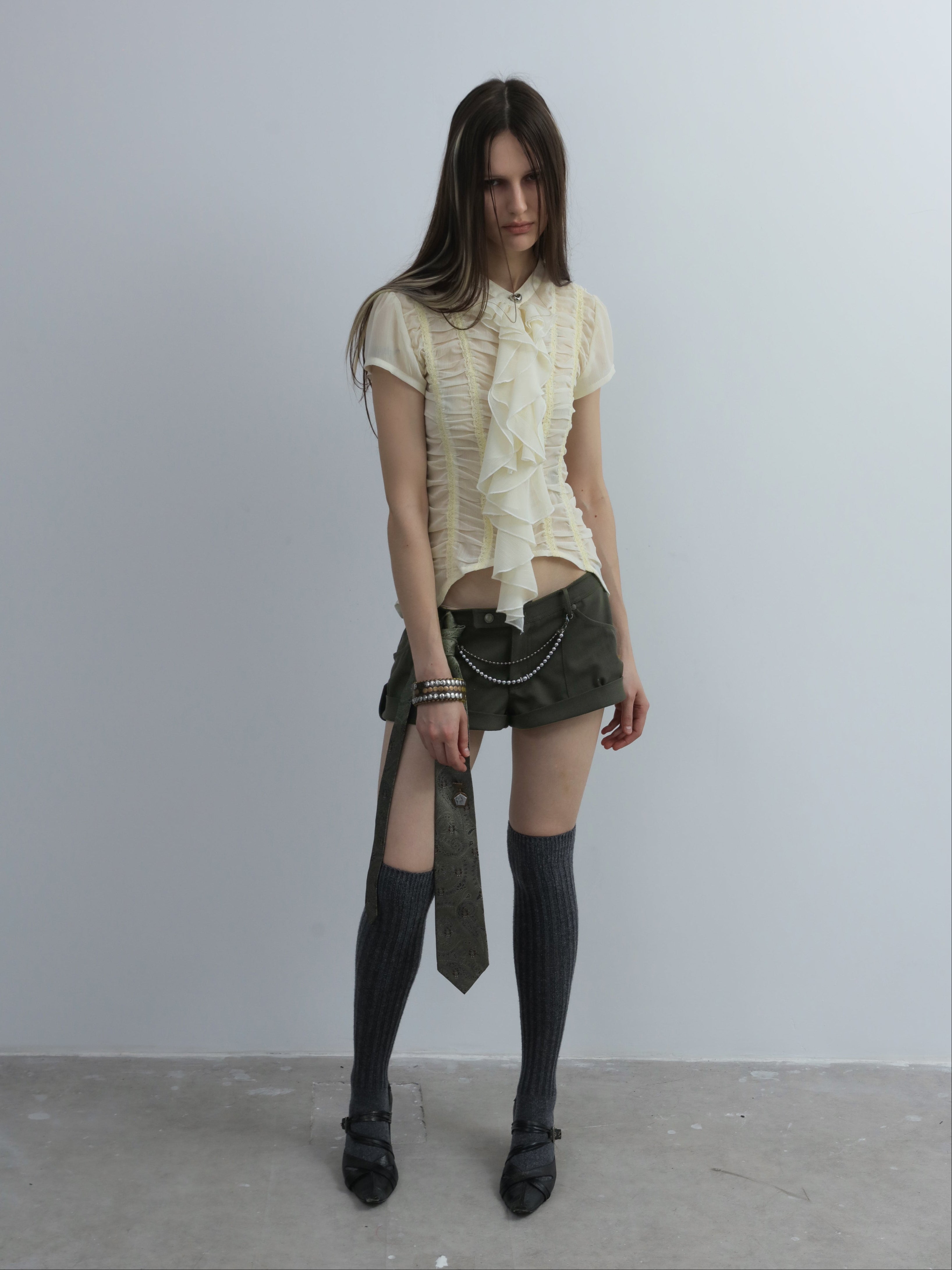 Ruffled Lace Blouse | Cream