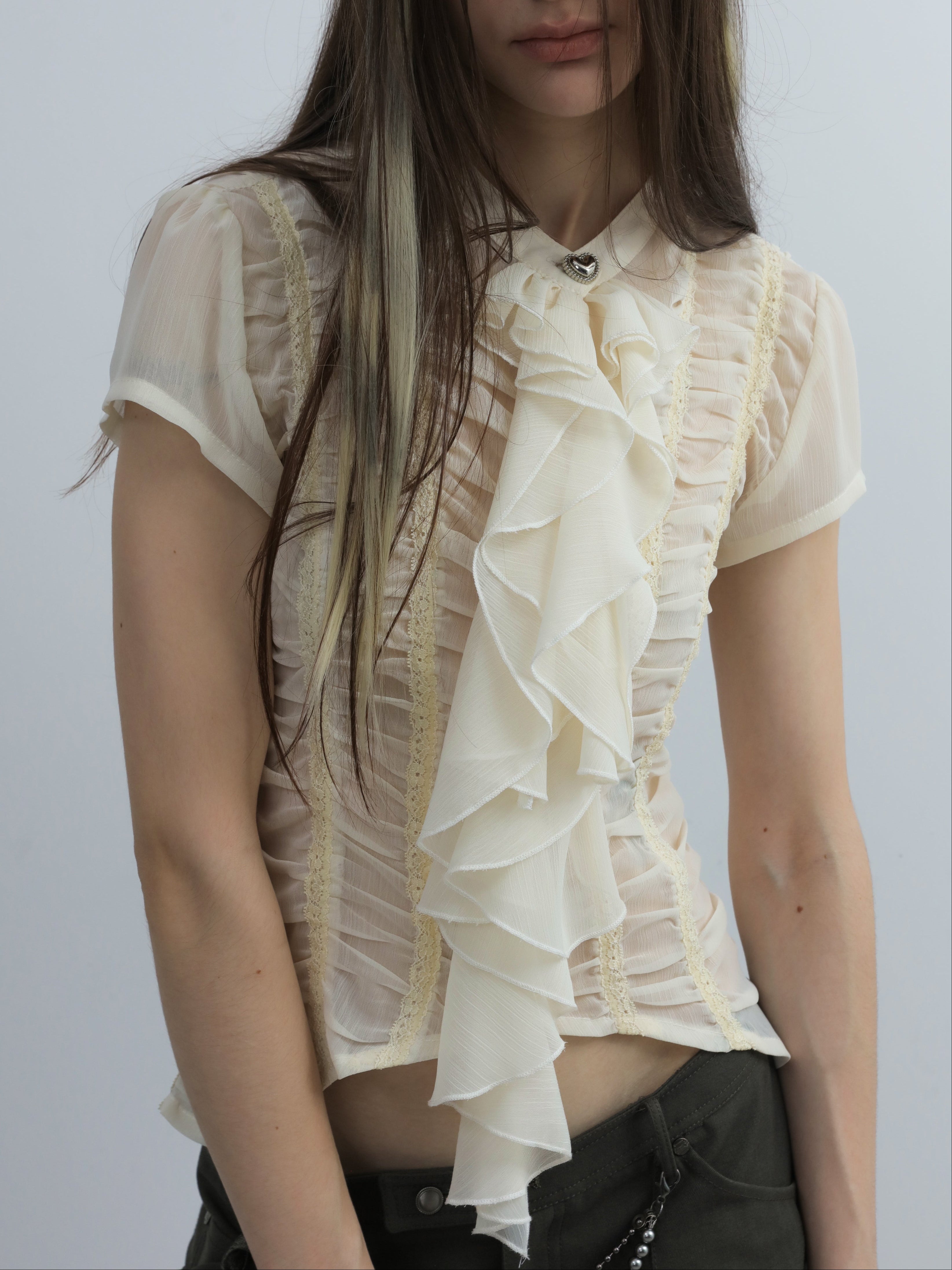 Ruffled Lace Blouse | Cream