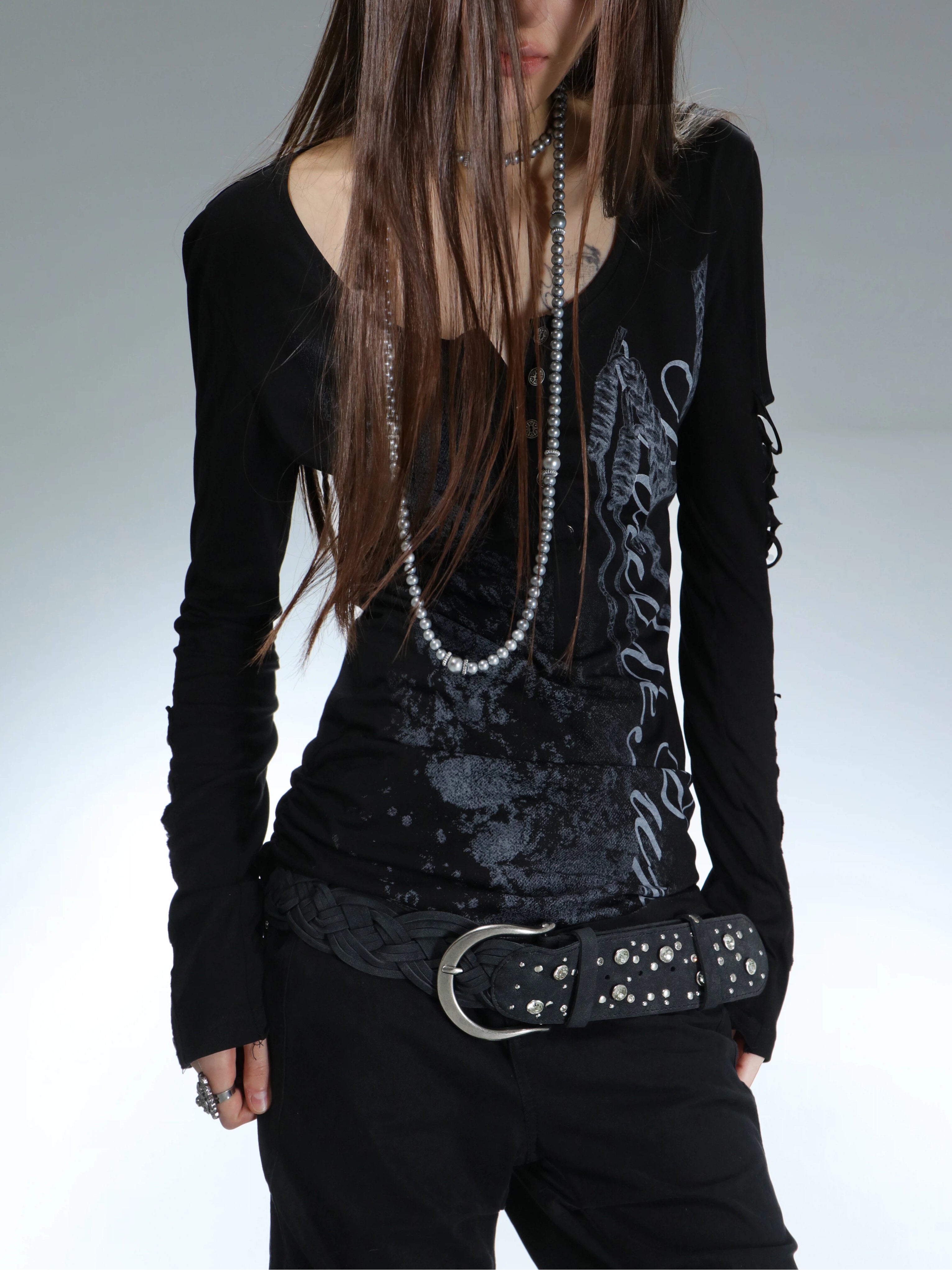 Henley Top | Ghost Black